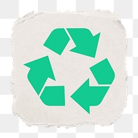 Recycle, environment png icon sticker, ripped paper design on transparent background