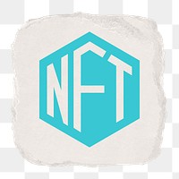 NFT cryptocurrency png icon sticker, ripped paper design on transparent background