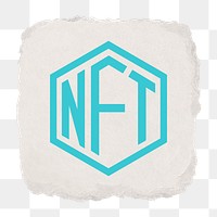 NFT cryptocurrency png icon sticker, ripped paper design on transparent background