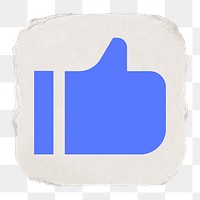 Thumbs up png like icon sticker, ripped paper design on transparent background