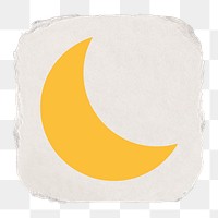 Crescent moon png icon sticker, ripped paper design, transparent background