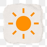 Sun, weather png icon sticker, ripped paper design, transparent background