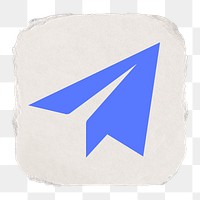 Paper plane png direct message icon sticker, ripped paper design on transparent background