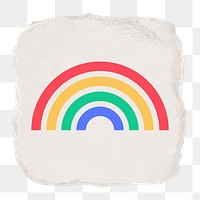 Rainbow png icon sticker, ripped paper design, transparent background