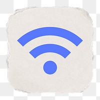 Wifi network png icon sticker, ripped paper design on transparent background