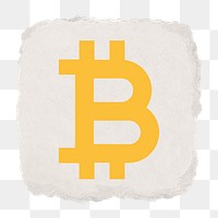 Bitcoin cryptocurrency png icon sticker, ripped paper design on transparent background