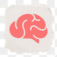 Brain, education png icon sticker, ripped paper design on transparent background