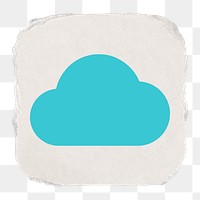 Cloud storage png icon sticker, ripped paper design on transparent background