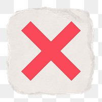 X mark png icon sticker, ripped paper design on transparent background