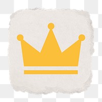 Crown ranking png icon sticker, ripped paper design on transparent background