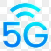 5G network icon png sticker, neon glow, transparent background