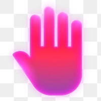 Hand icon png sticker, neon glow, transparent background