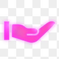 Cupping hand icon png sticker, neon glow, transparent background