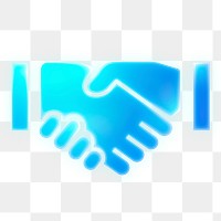 Business handshake icon png sticker, neon glow, transparent background