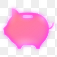 Piggy bank icon png sticker, neon glow, transparent background