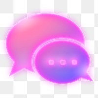 Speech bubble icon png sticker, neon glow, transparent background