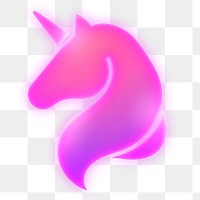 Unicorn icon png sticker, neon glow, transparent background