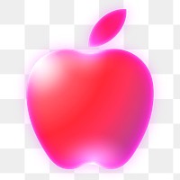 Apple icon png sticker, neon glow, transparent background