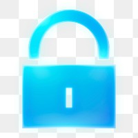 Lock, privacy icon png sticker, neon glow, transparent background