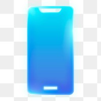 Mobile phone icon png sticker, neon glow, transparent background