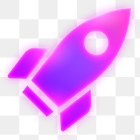 Rocket icon png sticker, neon glow, transparent background