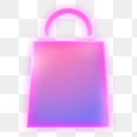 Shopping bag icon png sticker, neon glow, transparent background
