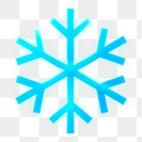 Snowflake icon png sticker, neon glow, transparent background