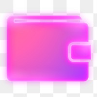 Wallet payment icon png sticker, neon glow, transparent background