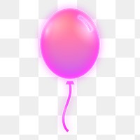 Floating balloon icon png sticker, neon glow, transparent background