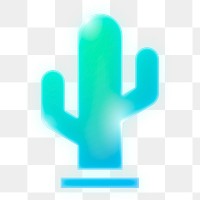 Cactus icon png sticker, neon glow, transparent background