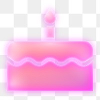 Birthday cake icon png sticker, neon glow, transparent background