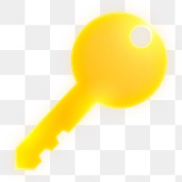 Key, safety icon png sticker, neon glow, transparent background