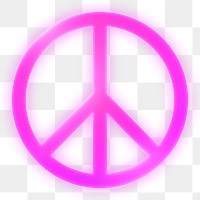 Peace symbol icon png sticker, neon glow, transparent background