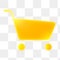 Shopping cart icon png sticker, neon glow, transparent background