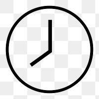 Clock png icon sticker, line art illustration, transparent background