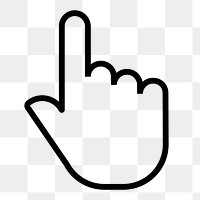 Pointing hand png icon sticker, line art illustration, transparent background