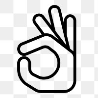 Okay hand png icon sticker, line art illustration, transparent background