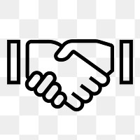 Business handshake png icon sticker, line art illustration, transparent background