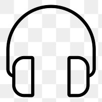 Headphones png music icon sticker, line art illustration, transparent background