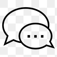 Speech bubble png icon sticker, line art illustration, transparent background