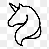 Unicorn png icon sticker, line art illustration, transparent background