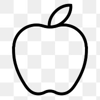 Apple png icon sticker, line art illustration, transparent background