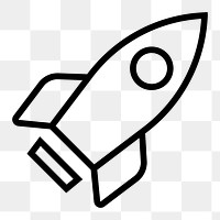 Rocket png icon sticker, line art illustration, transparent background