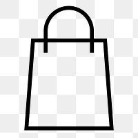 Shopping bag png icon sticker, line art illustration, transparent background