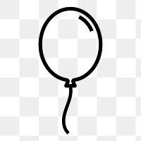 Floating balloon png icon sticker, line art illustration, transparent background