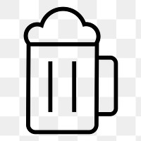 Beer glass png icon sticker, line art illustration, transparent background