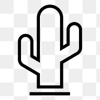Cactus png icon sticker, line art illustration, transparent background