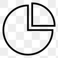 Pie chart png icon sticker, line art illustration, transparent background