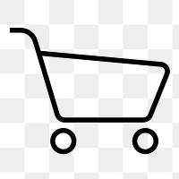 Shopping cart png icon sticker, line art illustration, transparent background