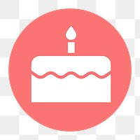 Birthday cake png icon sticker, circle badge, transparent background